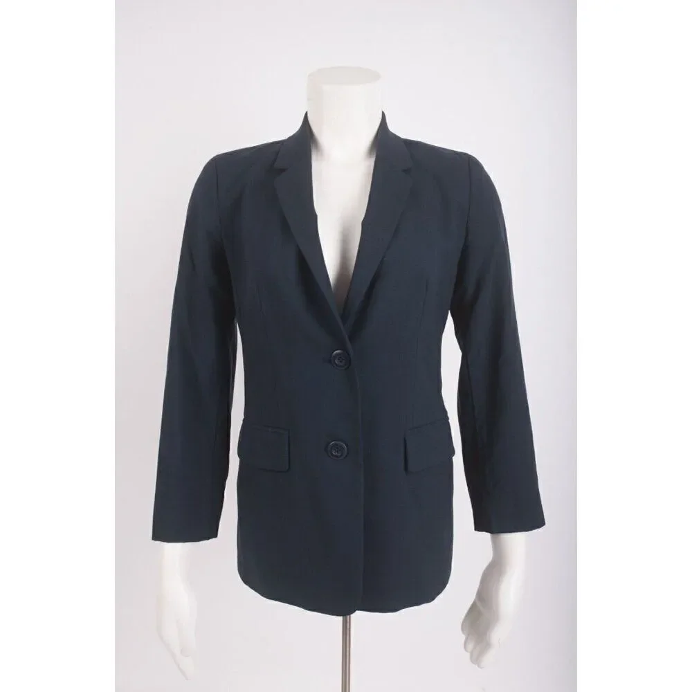 J. Jill Womans Suit Jacket Blazer Size 2 Petite 2P Navy Blue Single Breasted